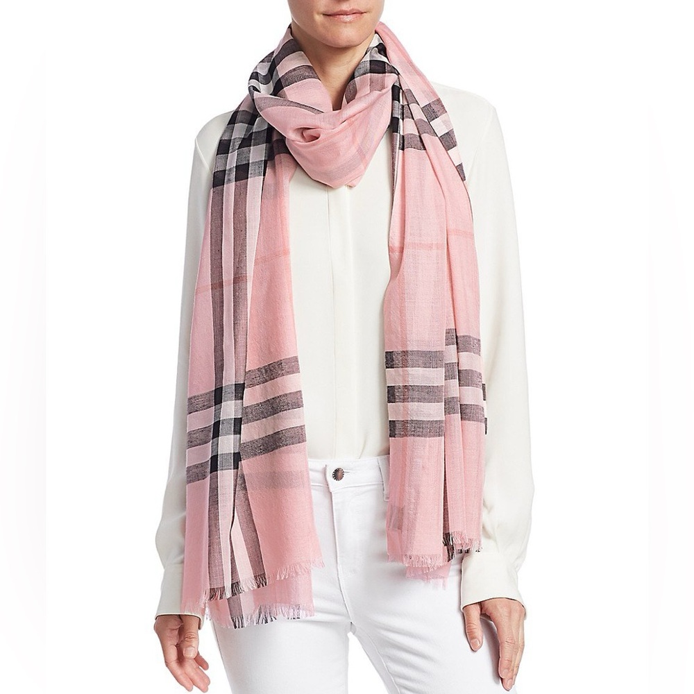 Burberry‎ metallic gauze giant check scarf wrap